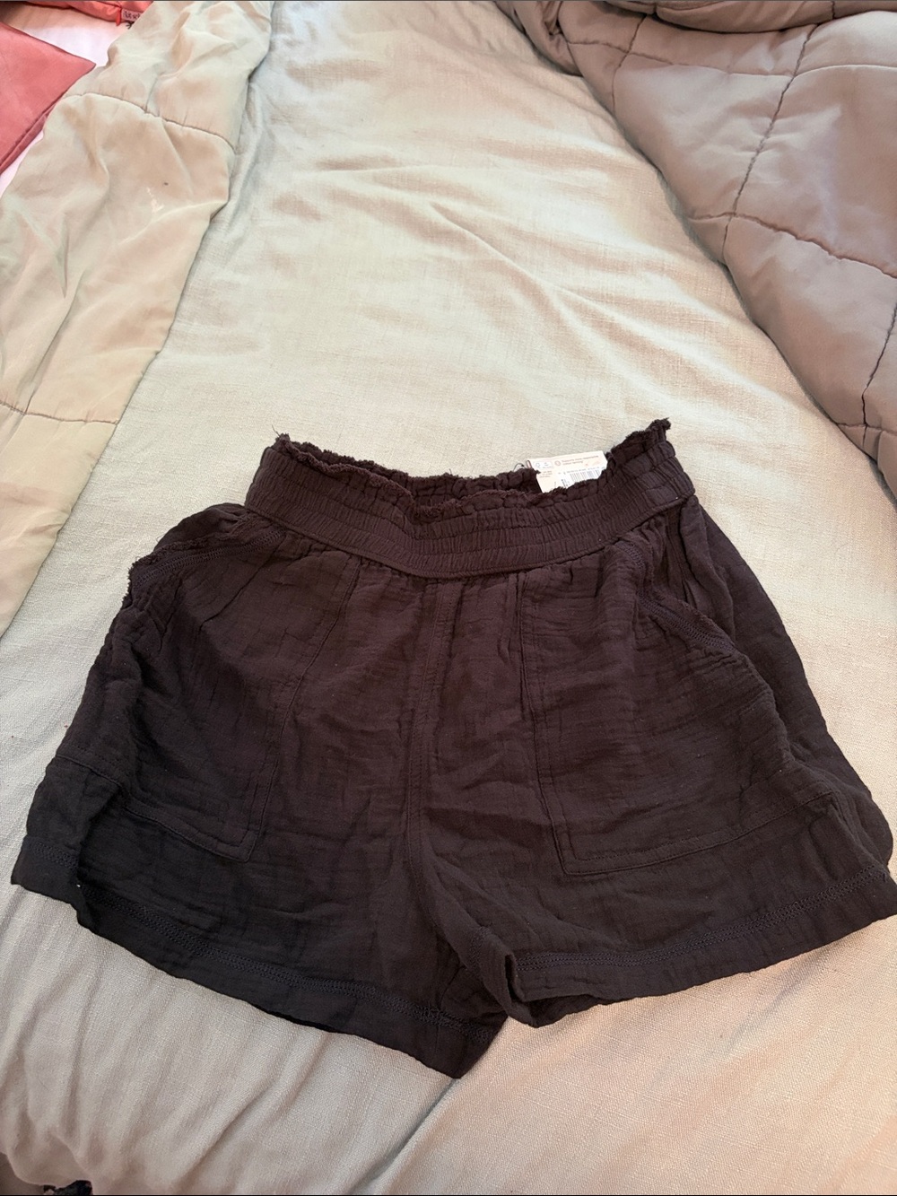 SO Black High-Waist Smocked Casual Shorts